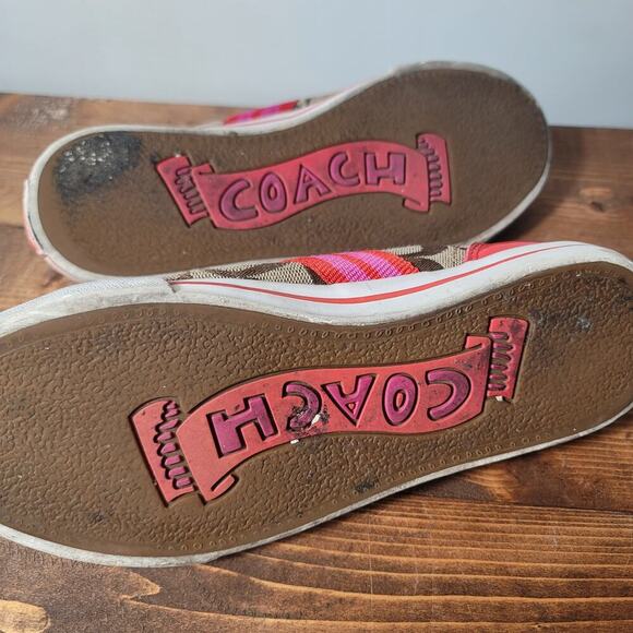 Coach Canvas Shoe Low Top Red and Brown Womens Size 5.5 - Picture 8 of 8